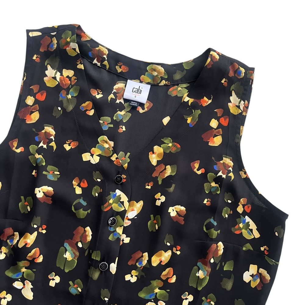 Cabi Women S Black Eden Floral Faux Wrap VNeck Blouse Peplum Flamo Top 6110 Chic
